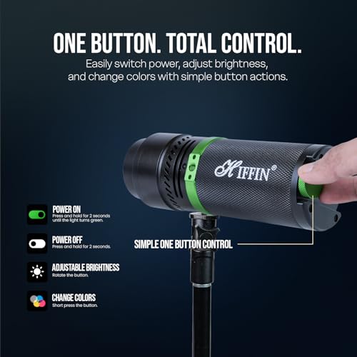 Image of HIFFIN G-Flash PRO RGB Photography Flashlight Portable Video Light 30W LED Spotlight 5000mAh Battery 4 Color Modes (Red /Blue /Warm /Yellow) CRI95+ Active Cooling Fan USB-C Charging for Videography