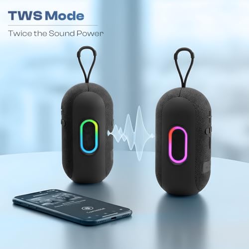 Image of LAPCARE Ozzie 10W Bluetooth Speaker with RGB Lights, TWS Stereo Sound, Dual Bass Radiators, Bluetooth 5.3, 8H Playtime, Portable Wireless Speaker with AUX & USB Support, Made in India - Black