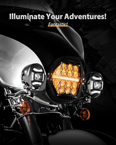 Image of DOT Approved 1000% Bright 120W 7'' Motorcycles LED Headlight with Amber Lens DRL Compatible with Road King Road Glide Street Glide Electra Glide Ultra Limited Heritage Softail Fat Boy Yamaha