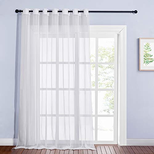 NICETOWN Sheer Window Curtain W100 x L96 for Large Window, Silver Grommet Light Filtering Window Drapes Airy Living Room Voile Panels for Flat/Apartme