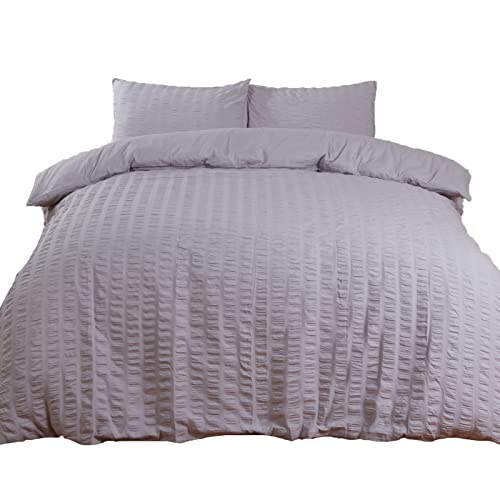 Highams Seersucker - Edredón, Poliéster/algodón., Plateado, Matrimonio Grande