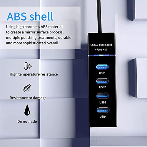 Image of ABSTXUOR 4 in 1 Portable USB C Hub (Type-C to 4 USB-A Ports) with Aluminum Shell, USB Port Hub 3.0 Compatible for PC, Tablet, and Smartphone u-1 (USB-HUB)