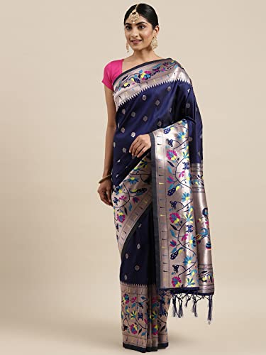 Pandadi Saree navy blue paithani silk saree – image 2