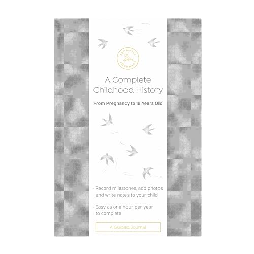 Image of Promptly Journals, A Complete Childhood History: From Pregnancy to 18 Years Old (Grey Tweed, Linen) | Baby Book and Pregnancy Journal | Baby Memory Book