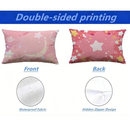 Housse de coussin de jardin texture lin rose haut de gamme 50x70 pour patio chic