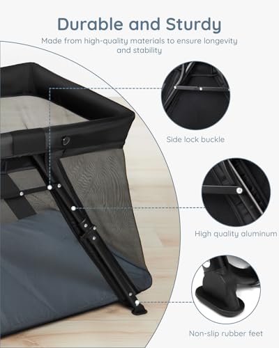 Lilian&Gema 2-in-1 Travel Crib, Portable & Foldable Crib with Backpack, Lightweight Baby Travel Playpen with Thick Mattress for Babies & Toddlers, Baby Travel Essential - Thumbnail 2