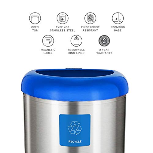 Ninestars OTT-50-19BL Open Top Trash Can, Large thumb #2