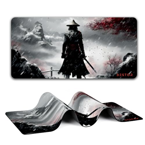 Image of BESTOR Anime Series Mouse pad with Anti-fray Stitching, Waterproof Surface & Non-Slip Rubber Base Stitched Edges Gaming Mouse Mat for Laptop (60cmx34cm)