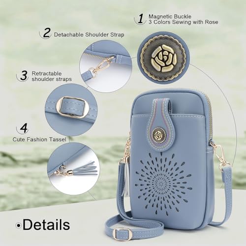 Image of APHISON Small Crossbody Bags for Women, Lightweight Vegan Leather Cell Phone Purse, Cute Purses with Tassels