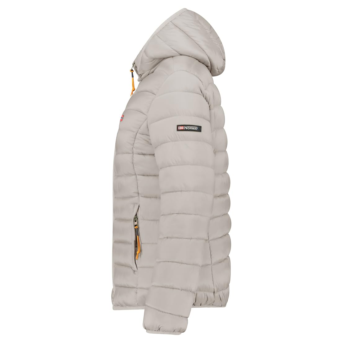 Geographical Norway Atikolor Hood - Chaqueta ligera para mujer con capucha - Chaqueta acolchada cálida mediada - Estilo urbano - Bolsillos con cremallera - insignia y bandera bordada - Corte femenino