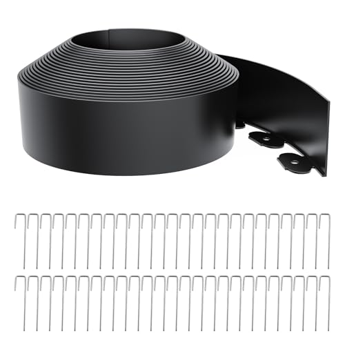 Landscape Edging 4 Inch Tall 40FT with 50Pcs Metal Spikes, Plastic Garden Edging Border...