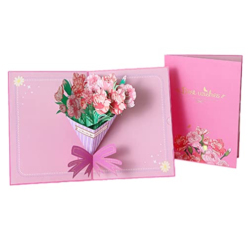 立体 バースデーカード、手作り3Dポップアップカード、お誕生日カード、フラワーカード、メッセージカード、母の日、父の日、感謝祭、バレンタインなどに最適なグリーティングカード (E)