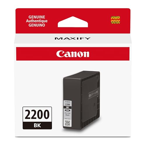 Canon PGI-2200 Genuine Pigment Black Ink Tank, Compatible with IB4120, MB5420, MB5120, IB4020, MB5020, and MB5320 Printers