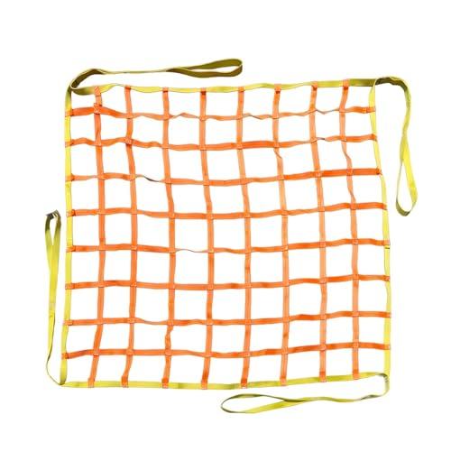 Zfmnoyev Flat Nylon Sling Hoisting Net, Tear Resistance Cargo Lifting Nets, Loading and Unloading Heavy Objects Square Mesh, Truck Bed Cargo Net(Orange,1x1m-2T)
