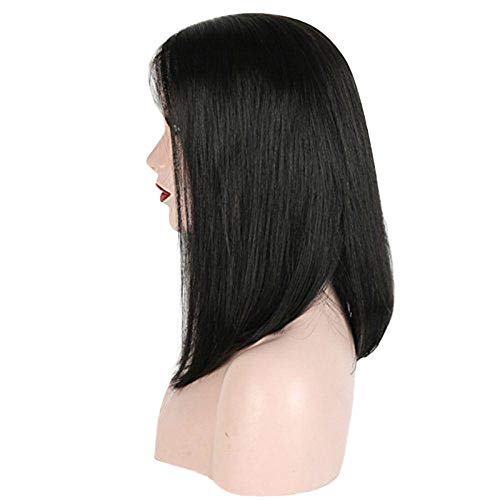 GINELO Bob Style Human Straight Hair Sexy Fiber Wig Brazilian Viking Wig Short Hair Black Simulated Hair Lady Cosplay Fluffy Hood