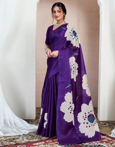 Image of SIRIL Women's Cotton Printed Saree With Unstitched Blouse Piece