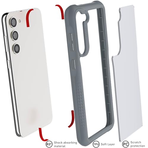Image of Ghostek Covert Samsung Galaxy S23 Plus Clear Case with Military Grade Shockproof Protection, Non-Slip Grip, Protective Silicone Phone Cover Designed for 2023 Galaxy S23+ (6.6 inch) (Gray)