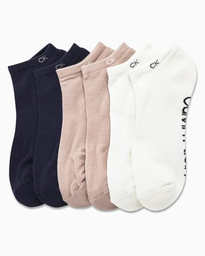 Image of Calvin Klein Mens No Show Socks - 6 Pack Soft Cotton Blend Cushioned Athletic Low Cut Socks for Men for Sports and Running