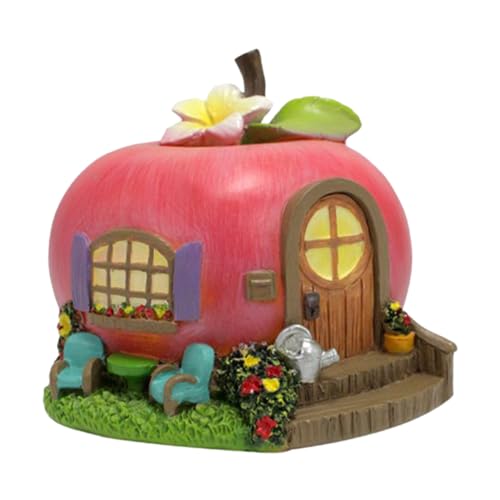 MOTHNUR Adornos de la casa de Manzana diminuto Casas decoración del hogar Miniaturas casa de Hadas para jardín Kit de casa en Miniatura Figura de la casa pequeña Mini Kit de casa Resina