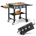 Outvita 3 Burner Portable Flat Top Gas Grill, 31.5" Propane Griddle, 45,000 BTU, Outdoor Griddle Station with Folding Legs for Outside Cooking Camping Tailgating