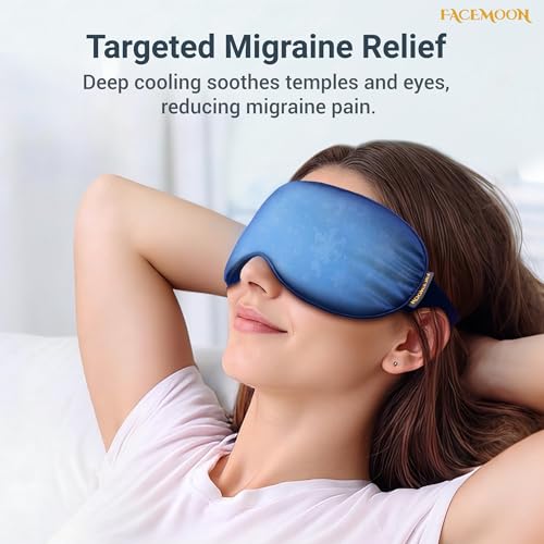 Image of Cold Eye Mask - Cooling Eye Mask for Puffy Eyes, Cold Compress for Dark Circles, Tired Eyes, Headache, Migraines Relief - Reusable Gel Ice Pack, Weighted Sleep Mask((Black,Blue)