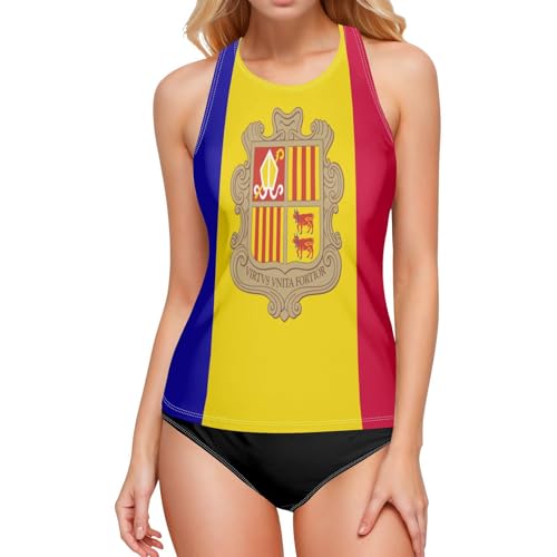 Maillot de bain tankini drapeau d'Andorre pour femme gainant sans bas