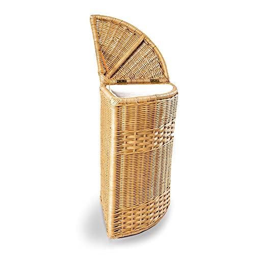 The-Basket-Lady-Corner-Wicker-Laundry-Hamper-15-in-L-x-15-in-W-x-28-in-H-Sandstone The Basket Lady Corner Wicker Laundry Hamper 15 in L x 15 in W x 28 in H Sandstone
