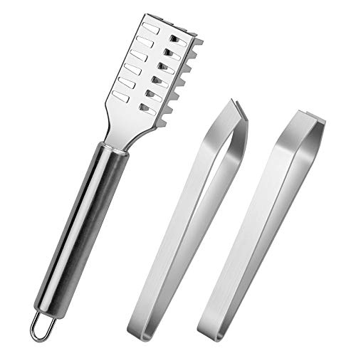 3 Stks Visschaal Schraper Set, RVS Visschaal Remover met Fish Bot Pincet voor Chef Koken Gebruiksvoorwerpen
