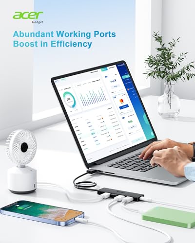 Hub USB 3.0 con 5 Porte, Sdoppiatore Multi USB 3.0 Adattatore USB alta Velocità 5Gbps, Compatibile con MacBook Pro Air iMac Surface Laptop Chiave USB Disco Rigido Tastiera(60cm) - Hub USB - Immagine 5