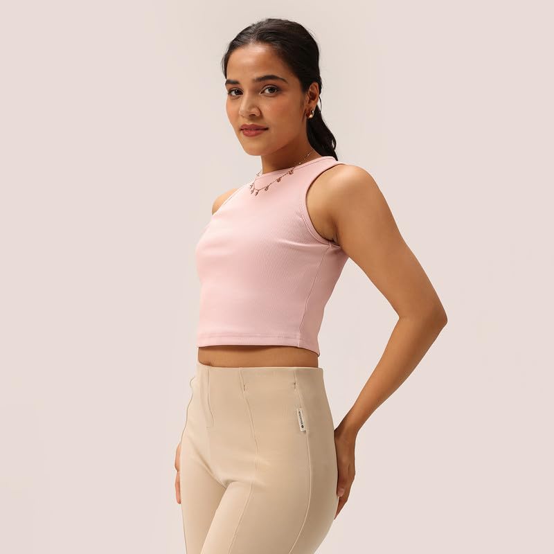 Image of BlissClub Womens Blissentials Crop Tank, Stretchy Fabric, Tailored Comfortable Fit, Everyday Essential