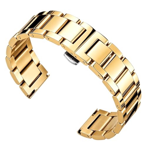 Image of BINLUN Thick Stainless Steel Watch Band Metal Heavy Polished Matte Brushed Finish Watch Strap Replacement for Men Women 16mm /18mm /20mm /21mm /22mm /23mm /24mm /26mm