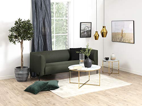 AC Design Furniture Antje Couchtisch Rund, Ø: 80 x 45 cm, Marmoroptik Weiß/Gold, Glas/Metall, 1 Stk – Bild 7