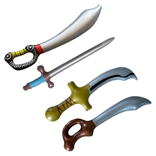 CHUNLINLAODA 4 Épée Gonflable Pirate Fournitures de fête d'épée de Pirate thème d'halloween Pirates Jeux de rôle Pirates Jouet d'épée Sabre Pirate...