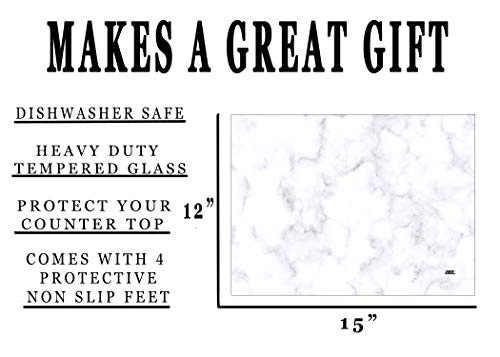 Gray Grey White Marble Art Kitchen Glass Cutting Board Modern Decorative Gift Abstract Wavy Contrast Design #TOP1
