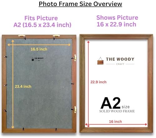Image of A2 Size Frame | Frame For Wall Decoration | Big Size Photo Frames For Wall | Brown Wood Frames For Wall | Stylish For Living Room & Gift (A2, 16.5x23.4 inch, Brown)