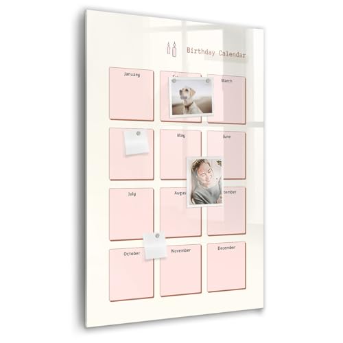 Tableau mémo magnétique en verre effaçable sans traces pour calendrier mural