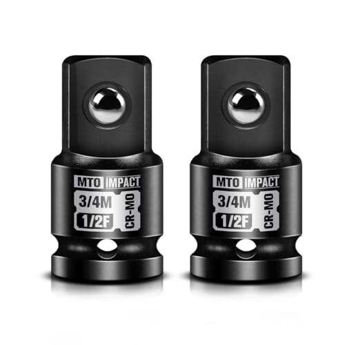 MTO 2 Pieces 1/2 Female to 3/4 Male Impact Socket Adapter 1/2 Drive Impact Socket Adapter Set Chrome Molybdenum Alloy Steel