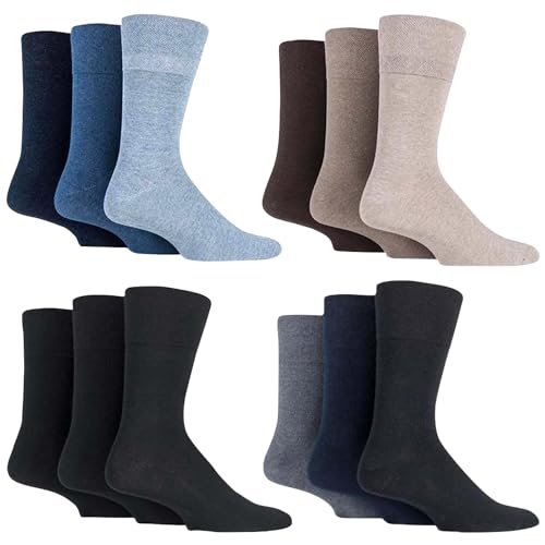 Chaussettes coton mélangé homme diabétique sans couture lot de 12 paires HiFEN