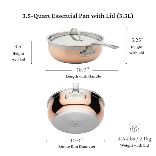 Image of Hestan - CopperBond Collection - 100% Pure Copper Essential Pan, Induction Cooktop Compatible, 3.5 Quart