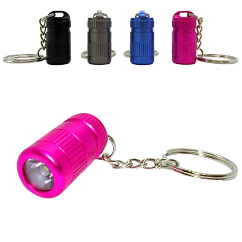 Mini Lampe de Poche LED Porte Clé Rose Petite 3cm Légère 12g | Piles Incluses | Mini Lampe Torche LED Ultra Puissante Etanche Pratique Sur Porte Cle De Maison Voiture Camping Idée Cadeau Homme Femme Cover