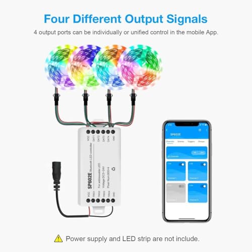 Controlador de Píxeles LED Bluetooth con app para smartphone y 4 salidas 5