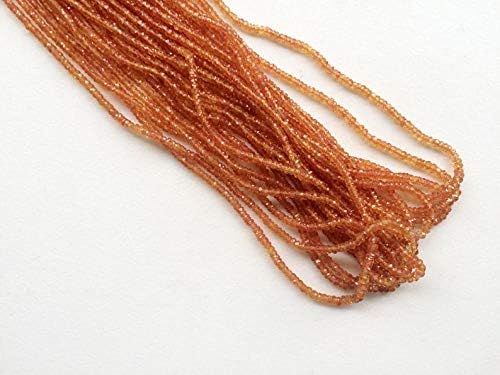 Miniatura 2 de Cuentas Rondelle facetadas de zafiro naranja, cuentas de zafiro naranja natural, collar de zafiro naranja, 0.098-0.118 in, 4 pulgadas
