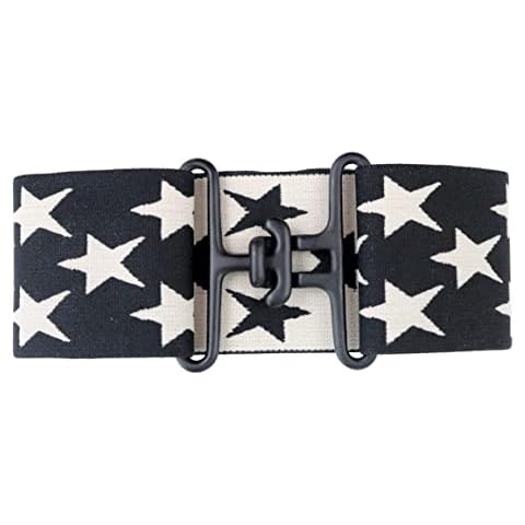 Heads Up Apparel 2 inch Equestrian Elastic Belt with black surcingle buckle Invisible, No show buckle. Equestrian Gift (Star) Cover