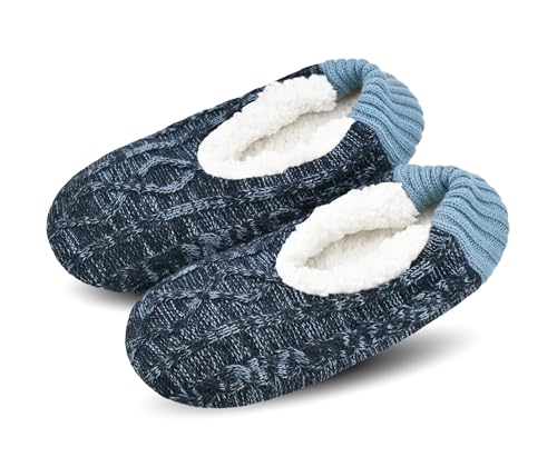 Mens Cozy Soft Sole Slipper Socks With Non Skid Bottoms, Warm Slipper Socks With Grippers For Men, Fuzzy House Slippers