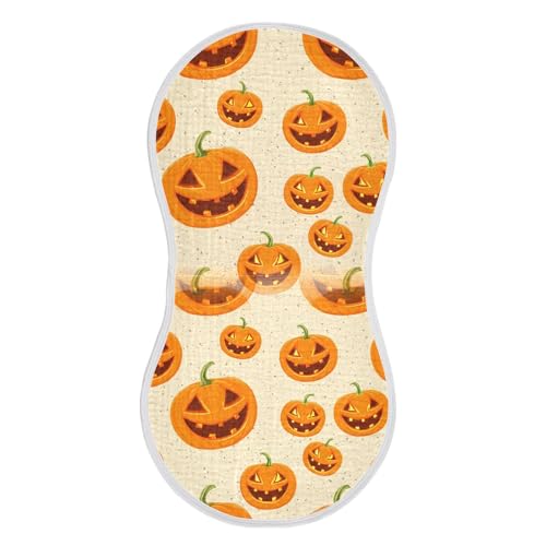 Muslin Baby Burp Cloths Set of 4, Soft Absorbent Orange Pumpkin Speckles Cotton Burping Cloth, Milk Spit Up Rags for Newborn Unisex, 22 x 11 Inch2