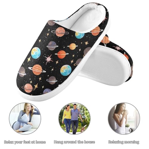 JUNZAN Cosmos and Universe Stars Womens Cotton House Slippers Wide Memory Foam Guest Slippers for Spa Christmas Presents 6-73