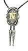 Moranse Bolo Tie Silver Initial Letter A to Z In Western Cowboy Medal Style with Cowhide Rope Necktie(N) #3