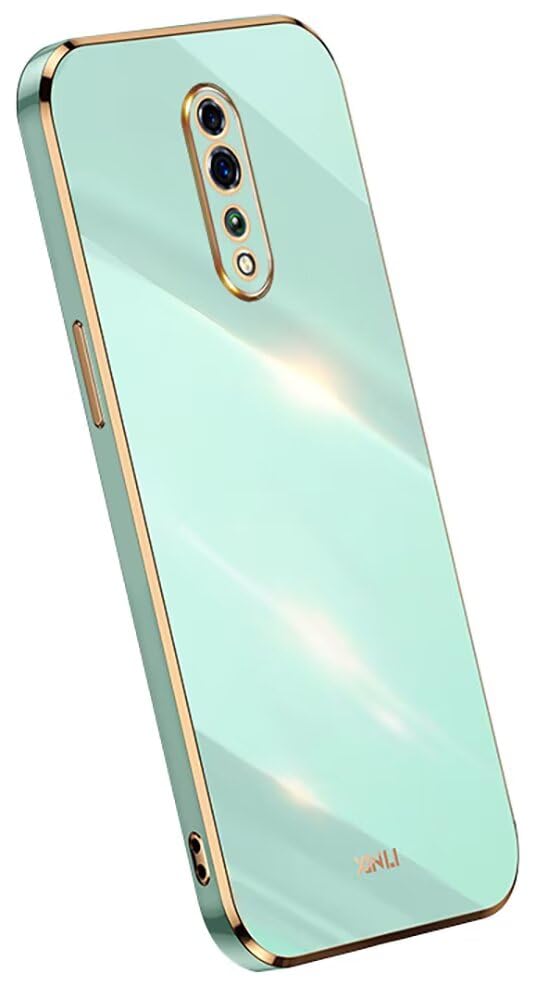 Topme Funda de Silicona para OPPO RenoZ (6.4' Inches), [ Carcasa Case de Teléfono Estilo Borde Dorado] - Verde