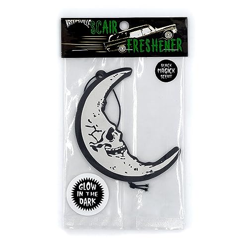 Image of kreepsville 666 Hanging Horror Car Air Freshener Spooky Scent (Skull Crescent Moon Glow)