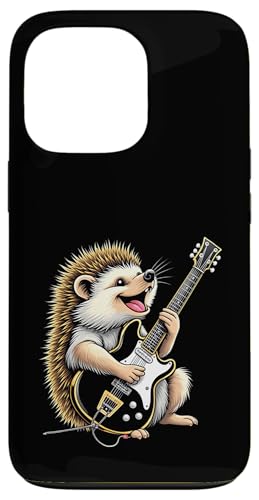 エレキギターを弾く面白いハリネズミ音楽愛好家 スマホケース iPhone 13 Pro 用